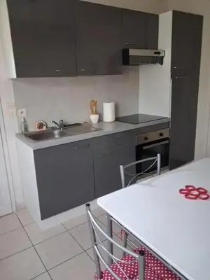 Cuisine ou kitchenette dans l'établissement Appartement lumineux avec jardin à Le Mans, 35 m², 2 pers.