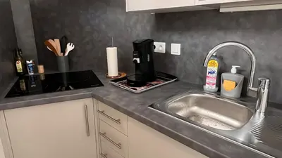 Cuisine ou kitchenette dans l'établissement Le Léonard 100 m Château d'Amboise-4p- 3 étoiles