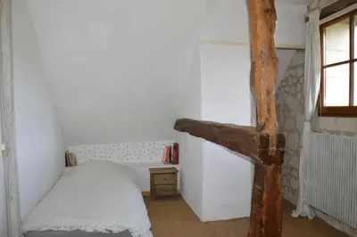 Un ou plusieurs lits dans un hébergement de l'établissement Gite la Poitevinière, jardin, barbecue, proche Saumur, 7 couchages