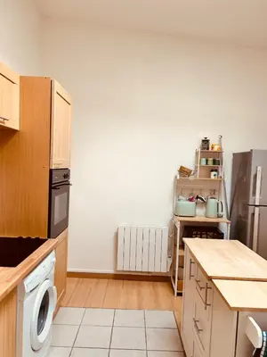 Cuisine ou kitchenette dans l'établissement Large bright apartment Downtown Station 5 min away