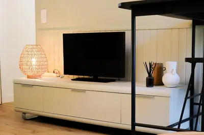 Télévision ou salle de divertissement dans l'établissement Studio au pied du Vieux-Mans