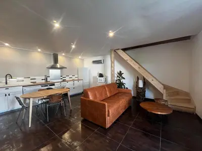 Cuisine ou kitchenette dans l'établissement Grange rénovée