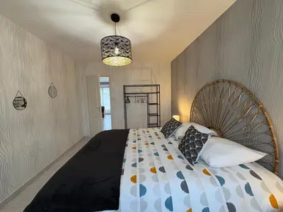 Un ou plusieurs lits dans un hébergement de l'établissement Les Rives Cosson, Cheverny-Chambord-Zoo de Beauval - WIFI - 3 chambres, 4 lits, 1 sdb