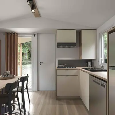Cuisine ou kitchenette dans l'établissement Camping Loches