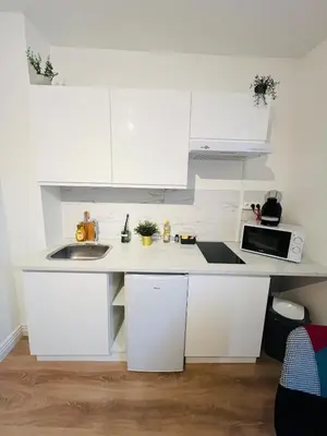Cuisine ou kitchenette dans l'établissement Studio Dulcea 1 Étage - Proche Centre & Gare -WiFi