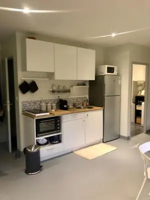 Cuisine ou kitchenette dans l'établissement Au Passe-Temps