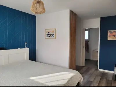Un ou plusieurs lits dans un hébergement de l'établissement Chambre à 20min du Circuit