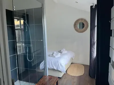 Salle de bains dans l'établissement Charmante Maisonnette en Tuffeau à Deux Pas de la Loire, Saumur Centre avec Parking gratuit