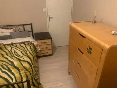 Un ou plusieurs lits dans un hébergement de l'établissement Chambre meublée et lumineuse Centre de Tours
