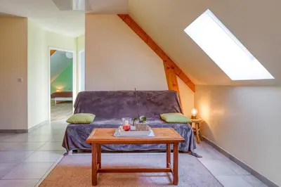 Coin salon dans l'établissement La Vêquerie - Wifi- Campagne