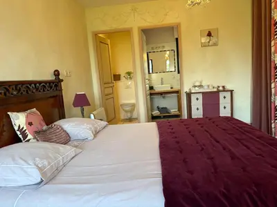 Un ou plusieurs lits dans un hébergement de l'établissement Le cocon en Sologne, Châteaux, Zoo de Beauval, Piscine, WIFI, 2 chambres, 3 lits, 2 sdb