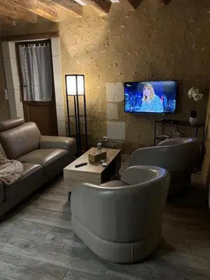 Télévision ou salle de divertissement dans l'établissement Maison de campagne idéale pour 6 personnes