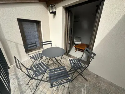 Balcon ou terrasse dans l'établissement Appartement terrasse en ville
