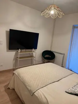 Télévision ou salle de divertissement dans l'établissement Jolie Maison Bord de Sarthe