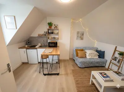 Cuisine ou kitchenette dans l'établissement Small cocoon in Tours - 2 min de la gare de Tours