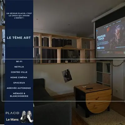 Télévision ou salle de divertissement dans l'établissement Le 7e art - 2 * home cinéma * centre-ville * Netflix