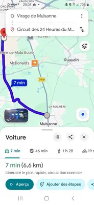 Plan de l'établissement Chambre circuit 24h 900m du virage de Mulsanne