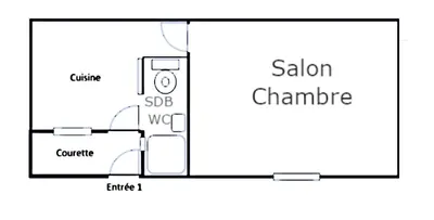 Plan de l'établissement La Glacière - chambre avec salle de bain - 2 personnes
