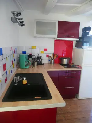 Cuisine ou kitchenette dans l'établissement Au Coeur de la Cour