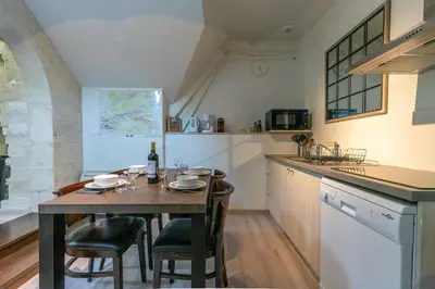 Cuisine ou kitchenette dans l'établissement Gîtes de la Bigauderie