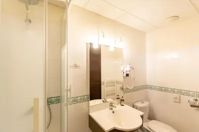 Salle de bains dans l'établissement Logis Hôtel Le Vert Galant