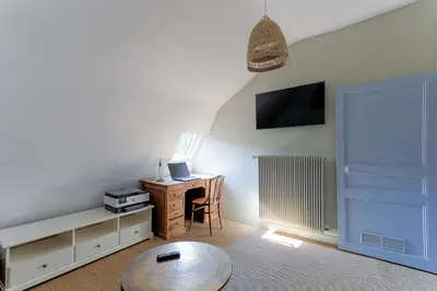 Télévision ou salle de divertissement dans l'établissement Manoir, vignes et chevaux au cœur des châteaux