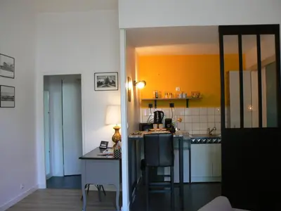 Cuisine ou kitchenette dans l'établissement Les Tulipiers, Parking Sécurisé, Lit Queen-Size, le Mans Centre