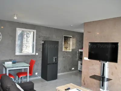 Télévision ou salle de divertissement dans l'établissement Grande maison moderne avec piscine à Tours, proche du centre-ville et de la Loire à Vélo - FR-1-381-231