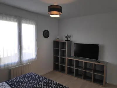 Télévision ou salle de divertissement dans l'établissement Le petit Husseau