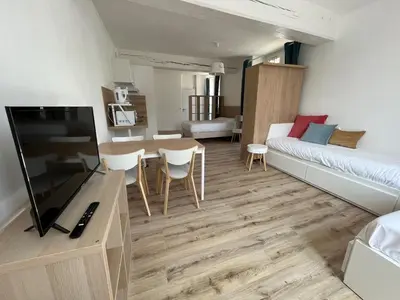 Télévision ou salle de divertissement dans l'établissement Appart'hôtel La Suze sur Sarthe