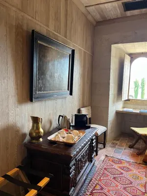 Télévision ou salle de divertissement dans l'établissement Hôtel du Château du Rivau