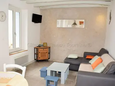 Coin salon dans l'établissement Gîte au Cœur du Val de Loire avec WIFI et Animaux Acceptés - FR-1-381-154