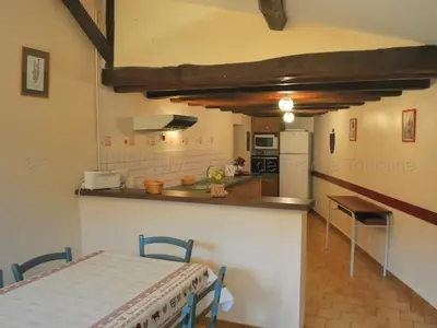 Cuisine ou kitchenette dans l'établissement Gîte 18e avec piscine, jardin et équipements inclus, près des Châteaux de la Loire - FR-1-381-212