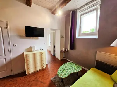 Télévision ou salle de divertissement dans l'établissement Charmante maison proche Châteaux de la Loire - FR-1-381-371