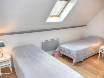 Un ou plusieurs lits dans un hébergement de l'établissement Gîte de charme avec piscine partagée près de Tours - FR-1-381-393