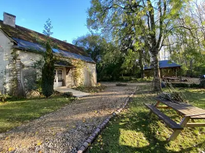Jardin de l'établissement Gîte douillet en forêt d'Amboise, parc boisé 2.5 ha, cheminée, vélos, WiFi, jardin privé, animaux acceptés - FR-1-381-457