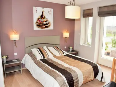 Un ou plusieurs lits dans un hébergement de l'établissement Maison en Touraine avec Spa et Sauna, proche Châteaux de la Loire - FR-1-381-473