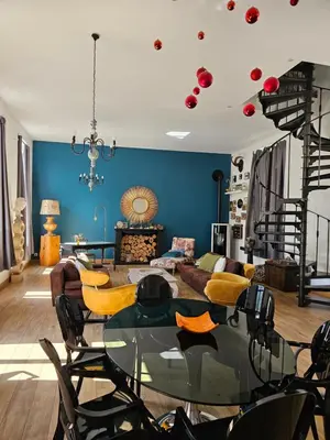 Coin salon dans l'établissement Gîte du Château