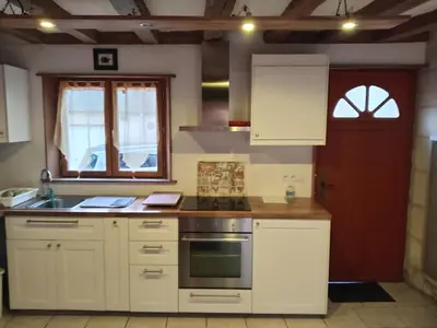 Cuisine ou kitchenette dans l'établissement Gîte Chemin des Prés r de Pré Vert