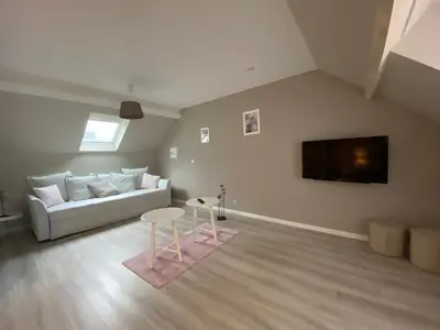 Télévision ou salle de divertissement dans l'établissement La vieille maison