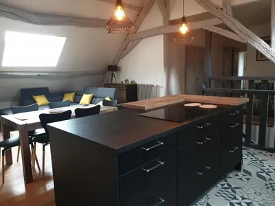 Un ou plusieurs lits dans un hébergement de l'établissement Grand appartement tout confort proche de CHAMBORD