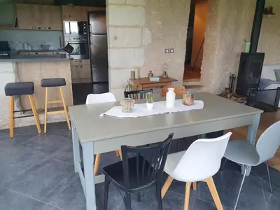 Cuisine ou kitchenette dans l'établissement Gîte du 