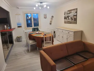 Coin salon dans l'établissement GITE MAISON prox le mans circuit et zoo la fleche a 18kms