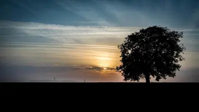 Lever ou coucher de soleil vu de la maison de vacances ou à proximité