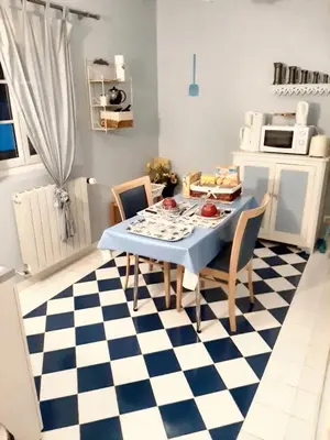 Cuisine ou kitchenette dans l'établissement Studio confortable à Thilouze de 55 m² avec jardin privatif