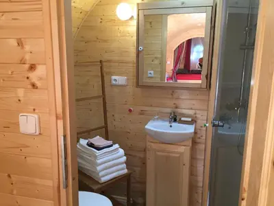 Salle de bains dans l'établissement Gîte Chais Catherine