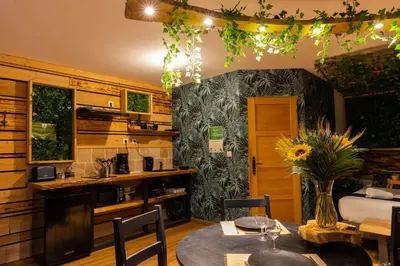 Cuisine ou kitchenette dans l'établissement L'Amazonia - Domaine Tropical