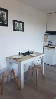 Cuisine ou kitchenette dans l'établissement LE VINCI Studio tout confort proche centre ville avec terrasse et parking