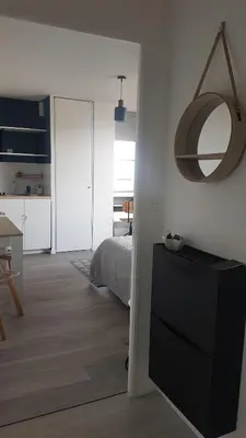Un ou plusieurs lits dans un hébergement de l'établissement LE VINCI Studio tout confort proche centre ville avec terrasse et parking