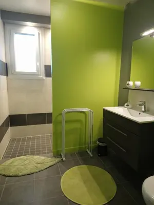 Salle de bains dans l'établissement Les Eléphants bleus